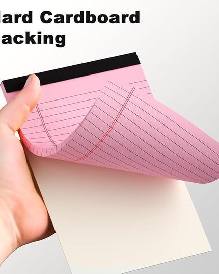 AILZFEI 6pcs Small Note Pad 5x8 College Ruled Pink Legal Pads Paper Notepads 6 Pack Study Back Writing Pads 5 x 8 Legal Pads Perforated Narrow Ruled Pads of Paper Pink