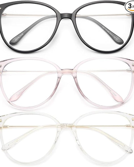Gaoye Blue Light Blocking Glasses - Trending Round TR90 Frames, Metal Arms, UV400 Protection - Matching Soft Case