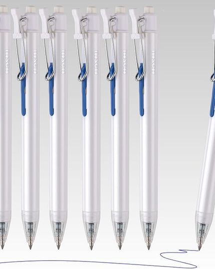 Thien Long Hoshi 6 PCs Premium Retractable Gel Pens Blue Ink, 0.5mm Fine Point, Auto-Lock Pocket Clip, Quick-Dry Japanese Ink - Perfect for Teacher, College, School & Office Supplies