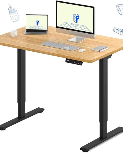 FLEXISPOT E3 Dual Motor Electric Standing Desk 48 x 24 Sit Stand Up Desk, Holds 220 lbs, Adjustable Height w/ Memory Presets, One-Piece Maple Desktop & Black Frame, Ships in 2 Boxes