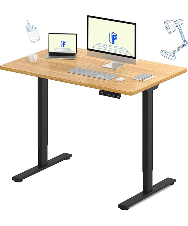 FLEXISPOT E3 Dual Motor Electric Standing Desk 48 x 24 Sit Stand Up Desk, Holds 220 lbs, Adjustable Height w/ Memory Presets, One-Piece Maple Desktop & Black Frame, Ships in 2 Boxes