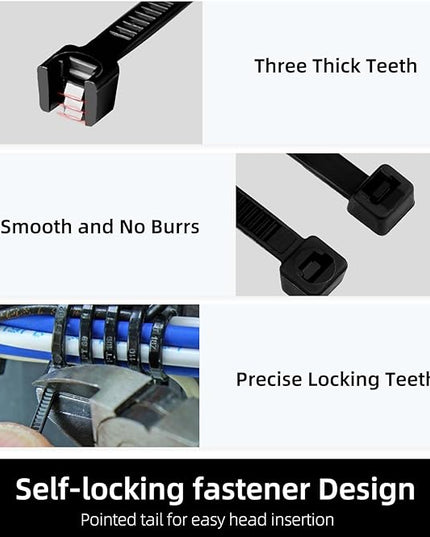 Zip Ties 12 inch, 1000 Pack Black Zip Ties, Self-Locking Nylon Cable Ties with 50 lb Tensile Strength,Wire Ties for indoor and outdoor use.