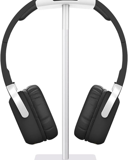 New bee Headphone Stand Headset Holder Earphone Stand with Aluminum Supporting Bar Flexible Headrest ABS Solid Base for All Headphones Size (White)