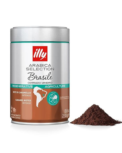 illy Arabica Selections Brasile - Cerrado Mineiro Ground Coffee, Regenerative Agriculture Coffee, 8.8oz (Pack of 1)