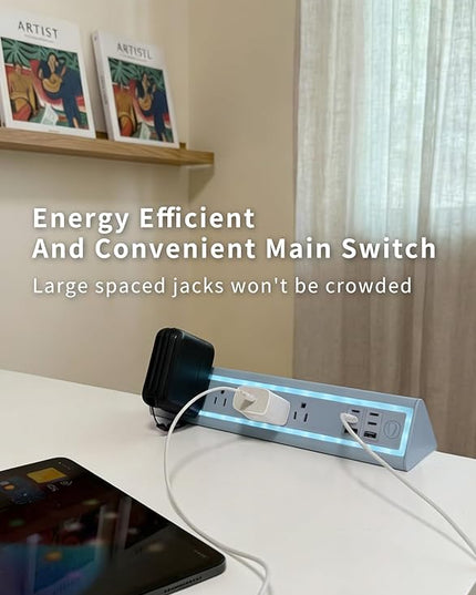 Desk Clamp Power Strip with Nightlight, 40W Fast Charging, 10FT Extension Cord, 4x20W USB-C & 2 USB Ports, 5 AC Outlets, Fits 1.69-Inch Table Edges