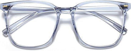 MACJERO Oversized Square Blue Light Blocking Glasses for Women Men, Anti-Fatigue Computer Monitor Gaming Glasses Reduce Eye Strain(transparent Grey)