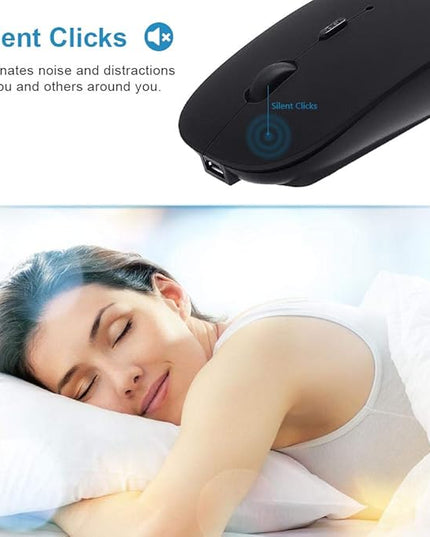 SUNGI Bluetooth Mouse for Laptop/MacBook/iPad/Android PC,Rechargable Quiet Slim Wireless Mice Compatible with Windows/Linux/Tablet,Black