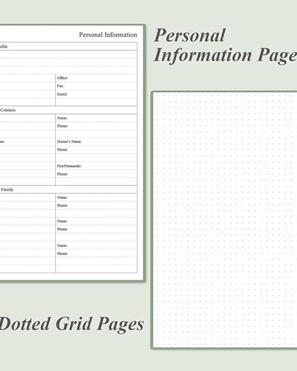 Daily Planner Undated - A5 To Do List Notebook Hourly Schedules, Spiral Appointment Planner for Women and Men, PVC Hardcover, Inner Pocket, Elastic Closure, 5.8" x 8.3", Green