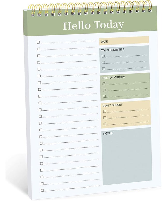 Taja To Do List Notepad - To Do List Notebook for Work with 52 Sheets, 9.8" x 6.5", Undated Daily Planner Perfect for Daily Tasks and Goal Setting, Notepad Suitable for Office, Home & School - Green
