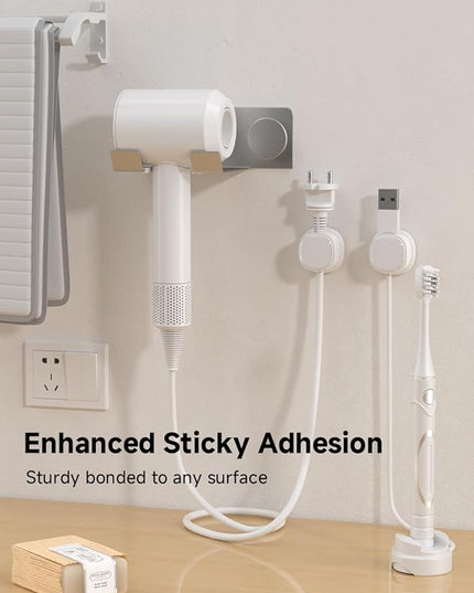 9 Pack Cord Organizer, Spring Cable Management, Adhesive Cute Cable Holder Clips, Phone Charger Wire Keeper for Desk Nightstand Car Office (9-Pack White)