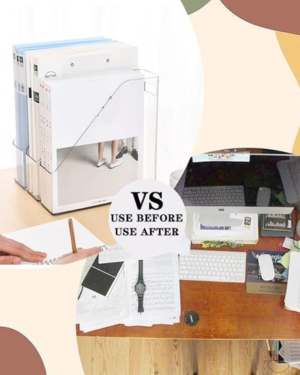 6 Pack Clear Acrylic Magazine File Holder, Acrylic Vertical File Organizer File Folder Bin Storage File Folder Rack Clear Plastic File Folder Organizer for Home Office Space