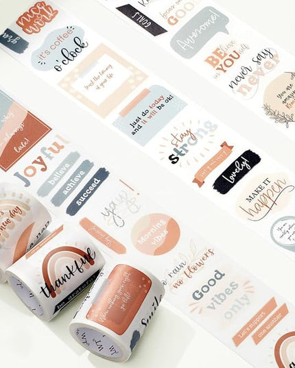 WT Motivational Washi Tape Sticker Set, 3 Rolls, Original Designs, Inspirational Frame Word Stickers, Vintage Decorative Tape, DIY Crafts, Bujo Planner Supplies, Journals Gifts, Adhesive Paper Tape