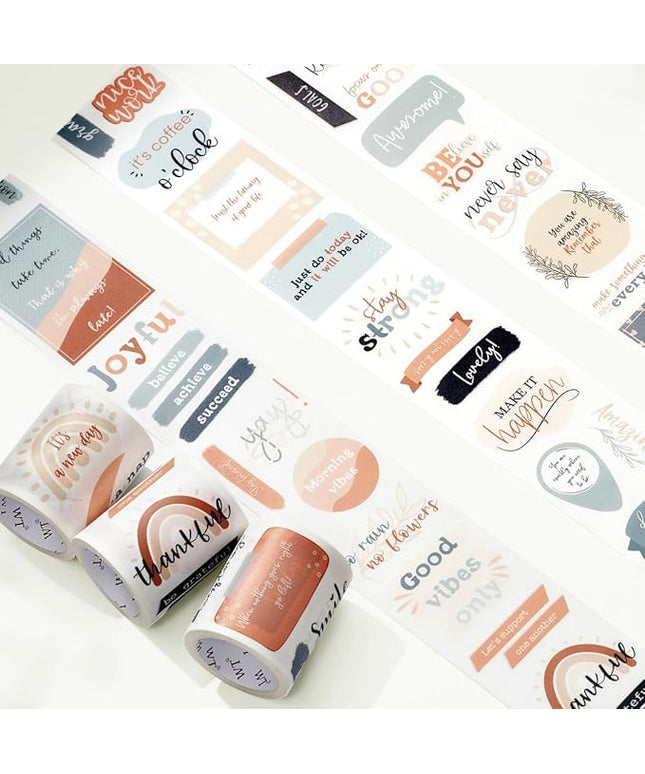 WT Motivational Washi Tape Sticker Set, 3 Rolls, Original Designs, Inspirational Frame Word Stickers, Vintage Decorative Tape, DIY Crafts, Bujo Planner Supplies, Journals Gifts, Adhesive Paper Tape