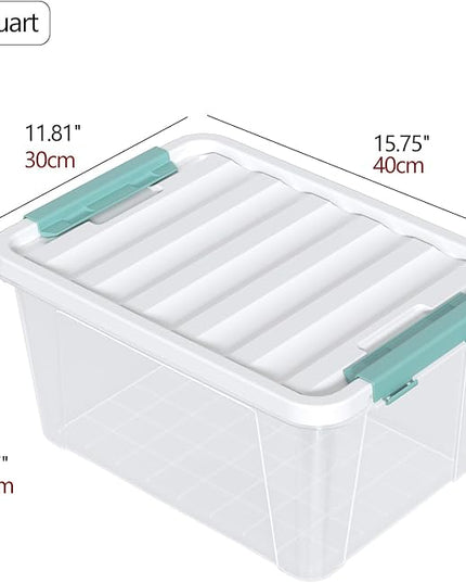 Readsky 4 Packs Clear Storage Latch Boxes, 20 Quart Plastics Storage Bins with Lids, Stackable