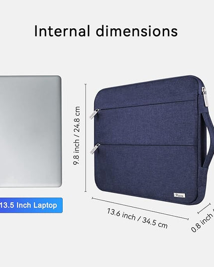 Voova 13 13.6 Inch Laptop Sleeve Case Compatible with MacBook Air 13 M1/M2/M3/M4 2020-2025, MacBook Pro 13/14, IPad Air/Pro 13, Waterproof Slim Computer Bag Cover with Handle, Blue