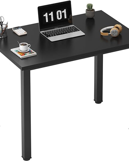 Need Small Desk, 31.5 inch Sturdy Writing Desk for Small Spaces, Computer Desk Teens Desk Study Table Laptop Desk Home Office, Black Metal Frame, Black