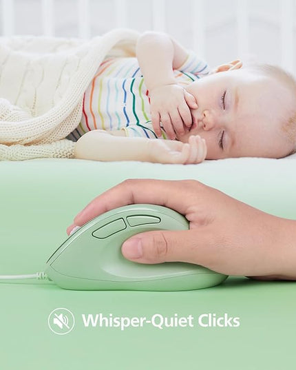 Micropack Ergonomic Mouse Wired for Laptop, PC Computer and Desktop, Ergo Mouse Vertical with Silent Clicks, Up to 3200 DPI Adjustable Mouse Sensitivity, Green