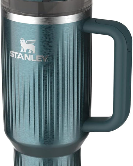 STANLEY Quencher H2.0 Tumbler with Handle and Straw 40 oz | Flowstate 3-Position Lid | Cup Holder Compatible for Travel | Insulated Stainless Steel Cup | BPA-Free | Fluted Marina Shine