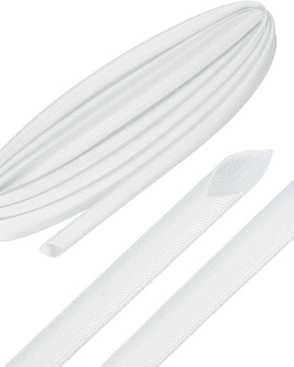 MECCANIXITY 10ft Braided Cable Sleeve, 5/16" ID 200C High Temperature 1500V Fiberglass Wire Insulation Cord Protector Organizer Wires Management for Motor Engine Fuel Line, White