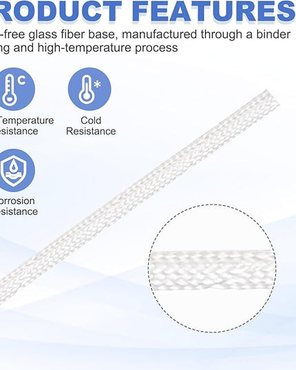 uxcell Insulation Cable Protector,1.5mm/0.06 Inch-20m/66 Feet High Temp Fiberglass Sleeve White