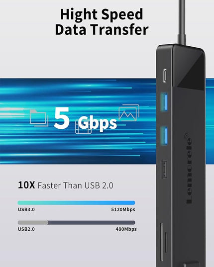 Lemorele 13 in 1 USB C Docking Station for Triple Monitors, Dual 4K HDMI, 1000M RJ45, VGA, 4 USB 3.0/2.0, SD/TF, 3.5MM Audio, USB C 3.0, 100W PD, Compatible with Type C Laptops