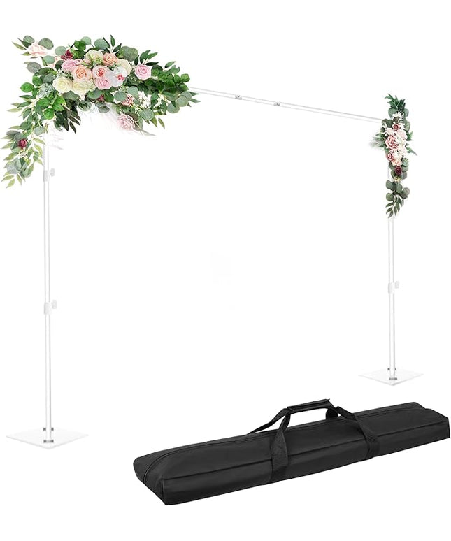 EMART Backdrop Stand, 6.5x10 ft Adjustable Photo Background Pipe and Drape Photography Kit with Heavy Duty Metal Flat Base for Parties, Wedding, Video Studio, Birthday - White