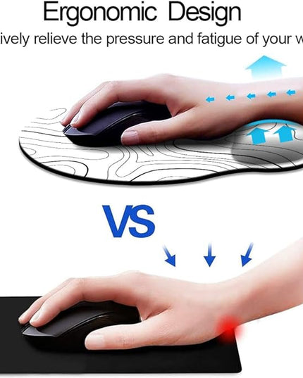 Ergonomic Mouse Pad with Wrist Support,Mouse Pad with Wrist Rest,Relieve Wrist Pain Mousepad Non-Slip Rubber Base,Mouse Pads for Desk,Computers,Laptop,Office,Home,Accessories White Topographic Line