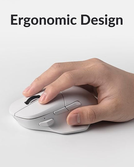 Keychron M7 Wireless Computer Mouse, 26K DPI Optical Computer Mouse, 2.4 GHz/Bluetooth/Wired with Macro Button 63g Lightweight Ergonomic, Up to 70 Hours Worktime for Laptop macOS/Windows - White