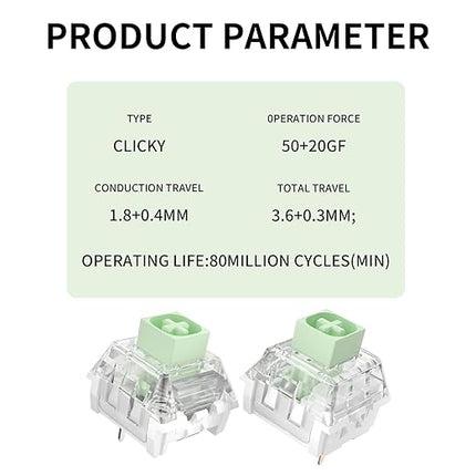 Kailh Box Jade Pro Switches for Mechanical Gaming Keyboard,3-Pin Clicky/Pre lubed/Dust&Waterproof Switches(Jade Pro,108Pcs)