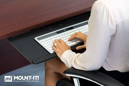 Mount-It! Under Desk Computer Keyboard and Mouse Tray, Slide Out Ergonomic Keyboard Drawer with Gel Wrist Pad, Tilt, Swivel and Height Adjustment, Black