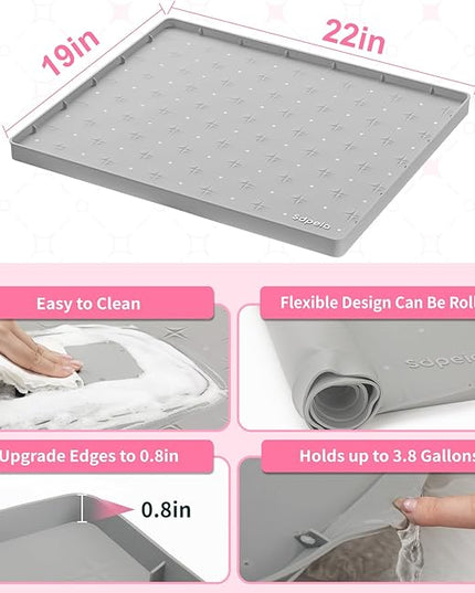 Sdpeia Under Sink Mat 22"×19" Waterproof Silicone Cabinet Liner & Sink Protector for Kitchen & Bathroom, Multi-Purpose Organizers Tray for Pets, Laundry, Cat Litter Mat