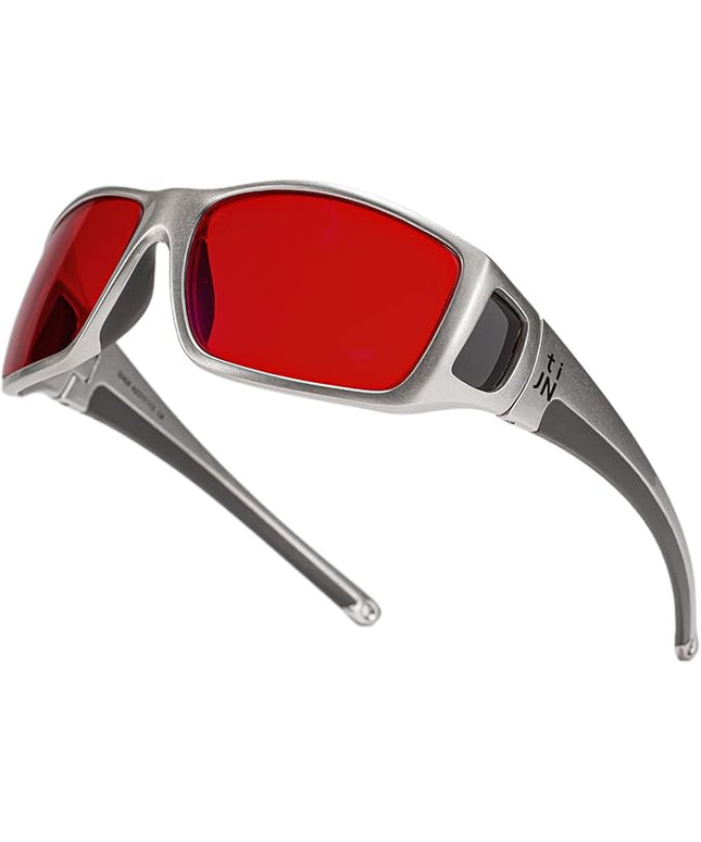 TIJN Sonia Sleep Glasses for Blue & Green Light Blocking,Red Lens with Dual AR Coating,Wraparound Frame for Gaming Screen