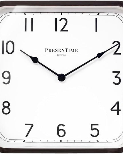 Presentime & Co. 16" Anton Modern Farmhouse Square Clock, Silent No Ticking, Wall Art and Timepiece for Home Decoration/Wall Décor, Oil Rubbed Bronze Color