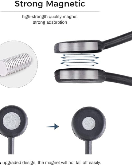 EUREKA ERGONOMIC Magnetic Cable Ties Reusable, 10 Pack Rubber Twist Ties with Strong Magnet for Bundling and Organizing Wire/Cord, Cable Management Clips under Desk Used in Many Ways, Black
