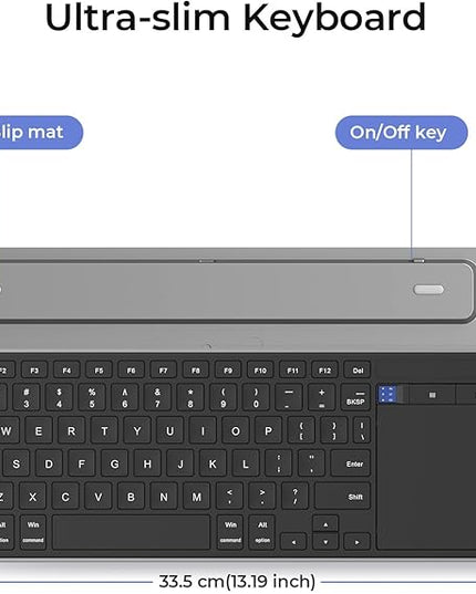 CZUR Portable Computer Keyboard with Trackpad, Rechargeable Bluetooth Keyboard with Touchpad, Wireless Ultra Slim Keyboard for PC/Laptop/Tablet/Phone, for Windows/Android