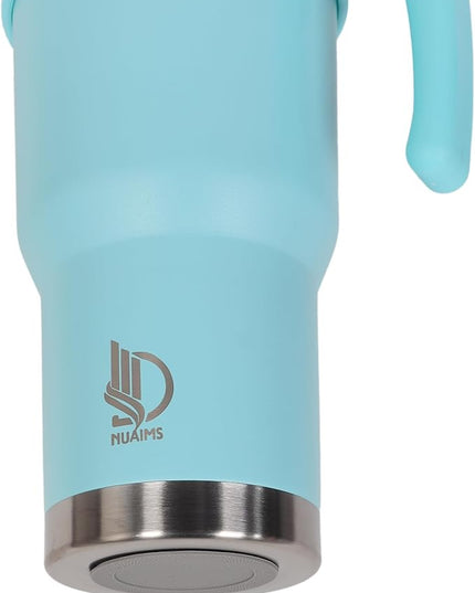 40 Oz Tumbler with Handle & Straw Lid, Insulated Stainless Steel Vacuum Flask, Double Wall Thermal Car Cup for Hot & Cold Drinks, Leak Proof, BPA Free (Light sky Blue)