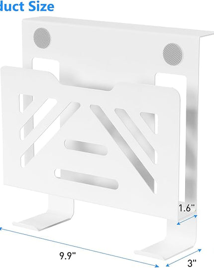 MAXECHO Desk Side Storage, Under Desk Laptop Mount, Table Side Hanging File Organizer, No Drill Clamp On Cable Management Tray, Laptop Holder with 2 Hooks for Office and Home, Load 22 Lbs