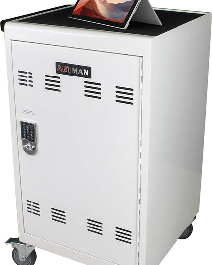 Laptop and Tablet Storage Cart,with Combination Lock Mobile Charging Cabinet for Up to 30 Unit,with Charging Port Screen Size Up to 16.3",Charging Cart for Tablets,Laptops,Suitable for School,Business