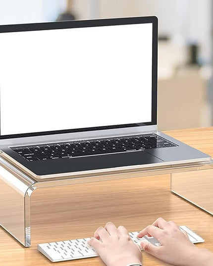 Uonlytech Acrylic Monitor Riser Stand Small Computer Heightening Base for Office Desk Laptop Display Shelf