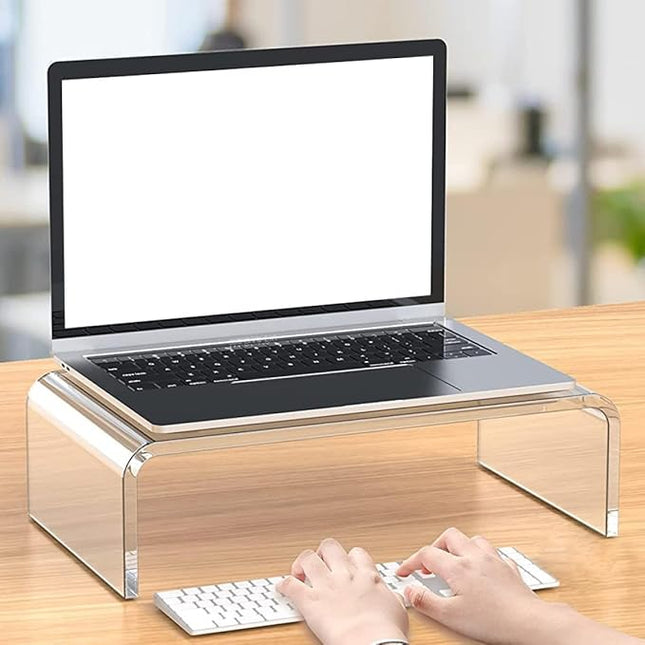 Thickened Acrylic Monitor Riser Small Laptop Riser Stand Computer Heightening Rack for Home Office Desk Use