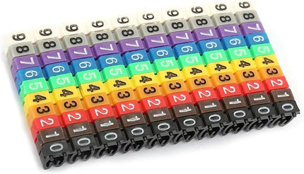 Clip-on String Wire Marking Boxed Plastic Digital Number Wire Label Tube Set Colorful Cable Marker (100PCS -2.5MM)