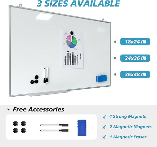 Magnetic Writeboard 36X48 Dry Erase Board Hanging & Wall Mounted Whiteboard S Aluminium Frame Message Boards for Home, School, Office, Kitchen