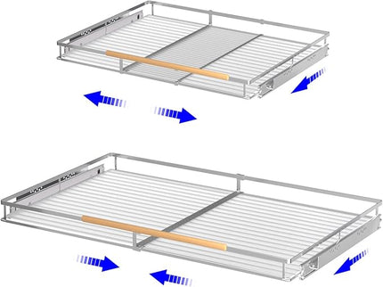 KIKIBRO Pull Out Drawer Cabinet Organizer, Expandable Slide Out Storage Shelves - Heavy Duty, Durable and Smooth Slide-Out, 12.3" x 18.3" Wide x 17.3" Deep, 2 Pack