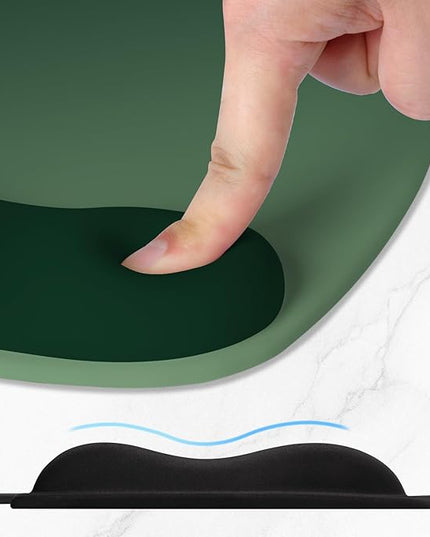 ITNRSIIET Ergonomic Mouse Pad, Cushioned Gel Wrist Rest, Non-Slip Base, Smooth Surface, Cute Multi-Color, 9.5 x 8.2 in, Deep Green Gradient