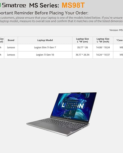 Smatree MS98T Hard EVA Protective Sleeve with Stand Compatible for 16 inch Lenovo Legion 7i Gen 10 Gaming Laptop, for 16 inch Lenovo Legion Slim 7i Gen 7 Gaming Laptop