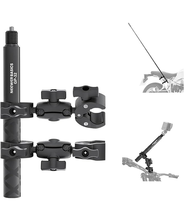 NEEWER Basics Motorcycle Bike Mount Accessories Kit, Invisible Selfie Stick Bicycle Handlebar Clamp Holder Compatible with Insta360 DJI OSMO 360 Pocket 3 Action Cameras for POV Video Recording, GP-32