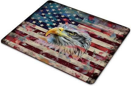 Square Mouse Pad Vibrant Colorful Eagle with National Flag-12,Gaming Mouse Pads for Desk,Soft Computer Waterproof Non-Slip Mouse Mat