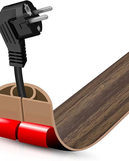 Floor Cord Cover Self Adhesive Cord Hider,3.3FT Cable Management, Extension Strip Protector for Wires, Prevent Cable Trips for Offices, Gyms, Exhibitions Cavity:0.39"(W) x 0.27"(H) Wood Walnut