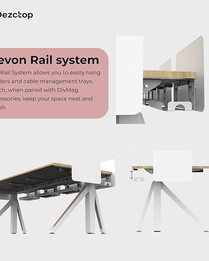 DEZCTOP Revon Elite Electric Standing Desk, 71" x 31.5" Large Work Surface, Height Adjustable (25.6"-51.2"), Sturdy Keel Frame, with Magnetic Modular System, Anti-Collision, Oak for Home Office