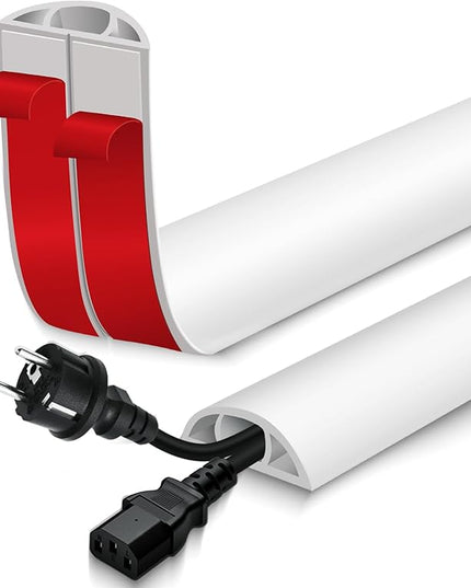Floor Cord Cover for Wires on Floor Self Adhesive Cord Hider Floor Cable Management Wire Covers for Cords Protector Prevent Cable Trips Cord Cavity W 0.59" x H 0.31", White, 10Ft